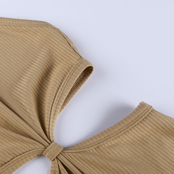 Halter Neck Knotted Sexy Women Dresses Hollow Sleeveless Solid Color