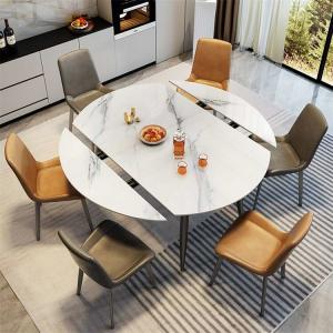 China Customized Luxury Round Extendable Dining Table With Chairs on sale