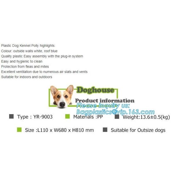 Large Plastic Dog House Outdoor Indoor Doghouse Puppy Shelter Water Resistant Easy Assembly Sturdy Dog Kennel