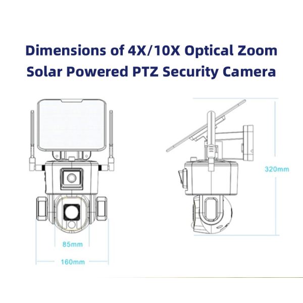 WiFi 4K Solar Floodlight Camera 10X Optical Zoom Dual Lens Linkage