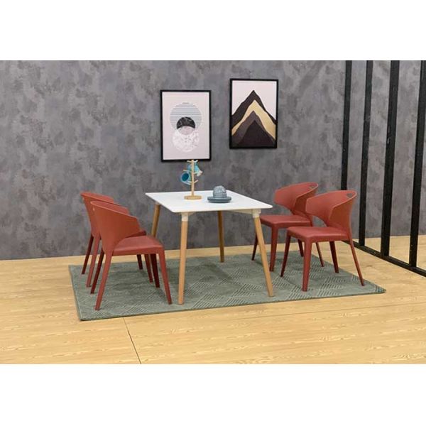 Nordic Coloured Plastic Dining Chairs With Arms 52cm 78cm