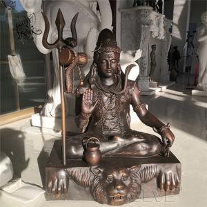 China Hindu God Bronze Lord Shiva Statue Indian God Brass Sitting Buddha Sculpture on sale