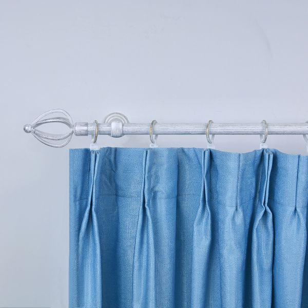 16/19MM 28-48" Linear Finial Office Decor White and Silver Curtain Rod Set Hardware Telescopic Single Rod PET Set