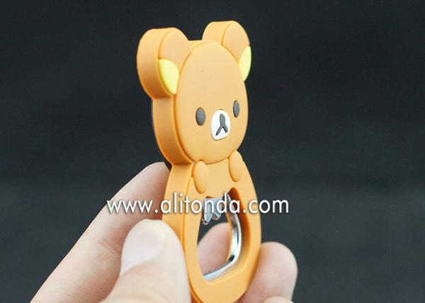Soft pvc bear shape bottle opener cartoon animal anime figures promotional bottle opener custom
