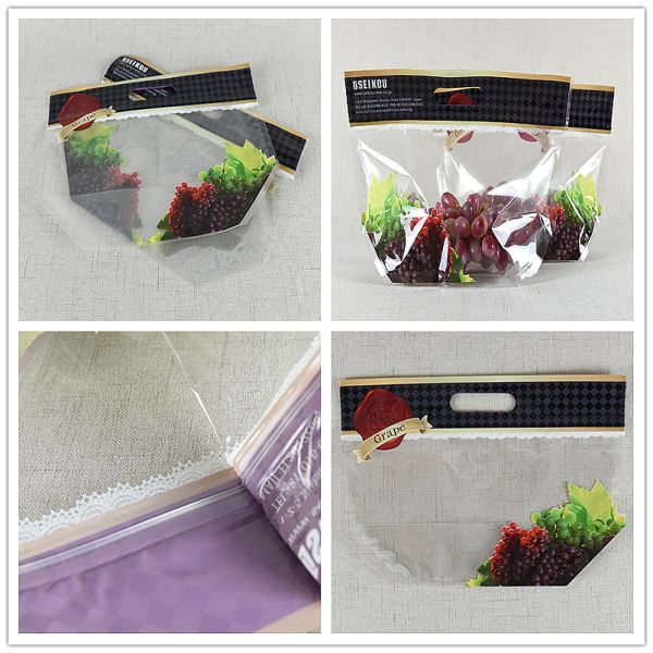 High Transparency Fresh Fruit Bags Slide Zipper CPP Stand Up Sachet With Holes