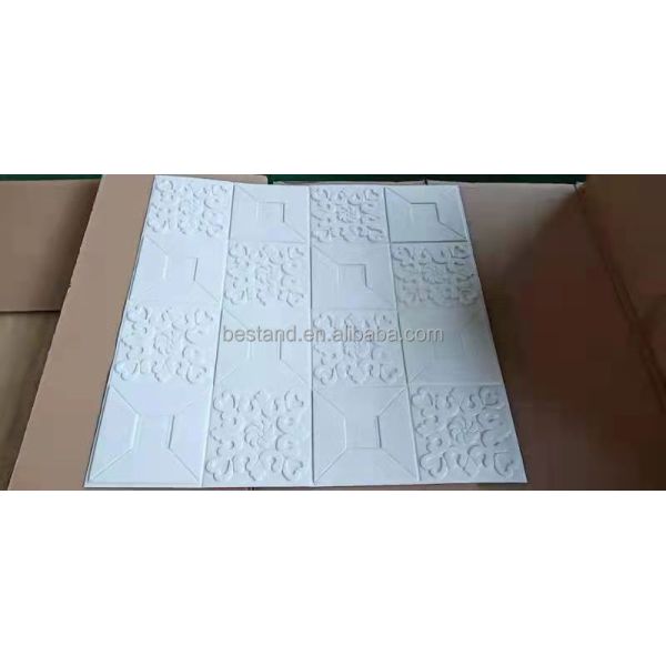 Geometric 3D PE Foam Wallpaper Green Waterproof Self Adhesive 3D Foam Wall Stickers