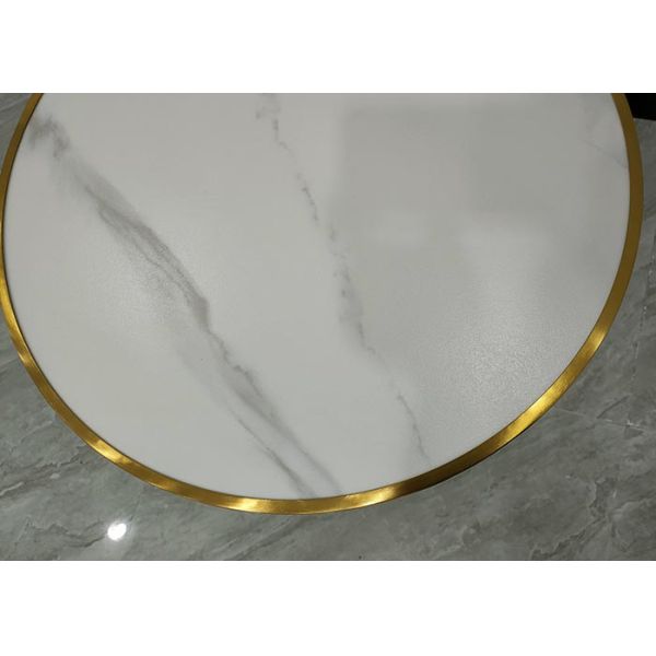 Contemporary 80cm Dia Wrought Iron Marble Coffee Table With Handle