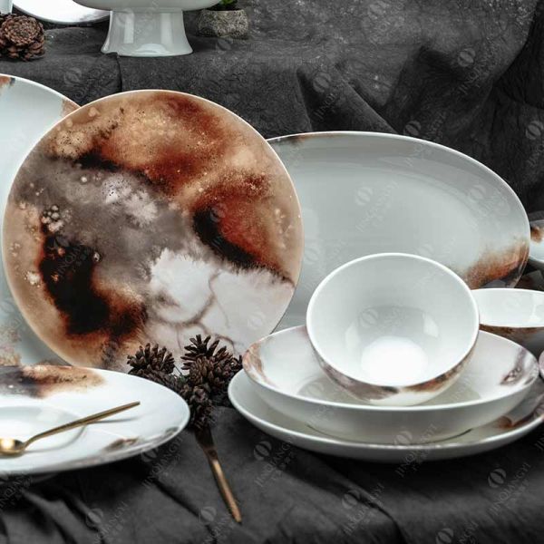 SGS 11 Inch Flat Round Porcelain Dessert Plates With Decals