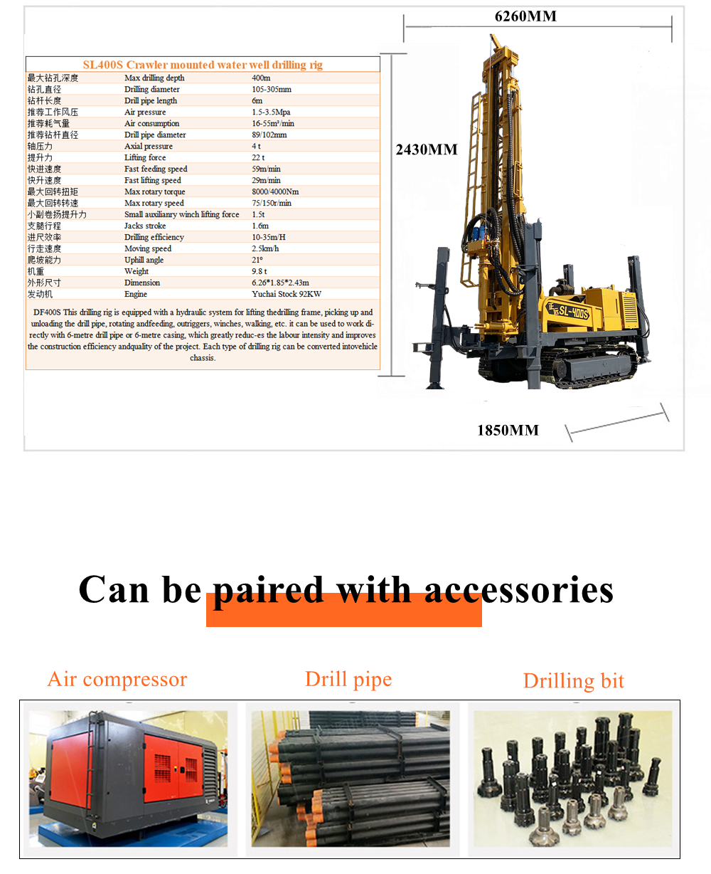 Diesel Deep Well Drilling Equipment Hydraulic Port For Geotechnical Using