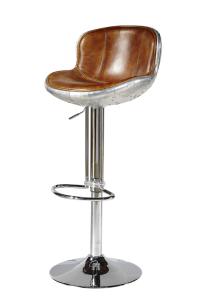 Quality Chromed Base Leather Counter Stools , Counter Height Swivel Bar Stools With Backs for sale