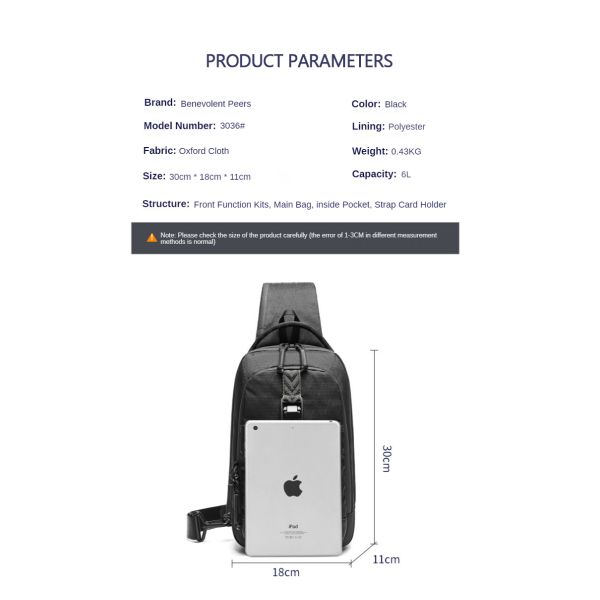 Oxford Cloth 6L Casual Shoulder Bag