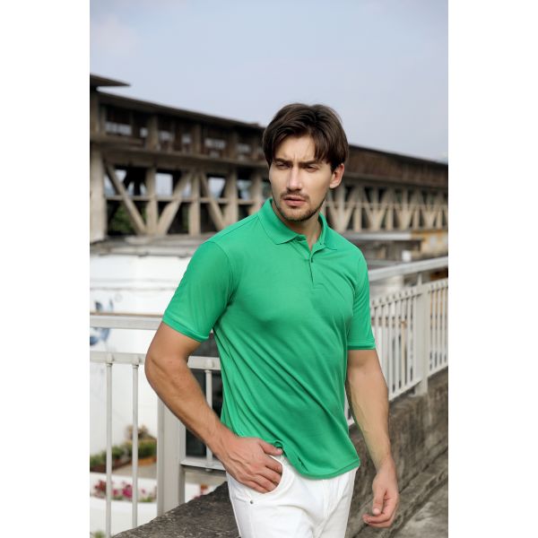 Custom Mercerized Cotton Lapel Embroidered Men's Polo Shirt In Solid Color