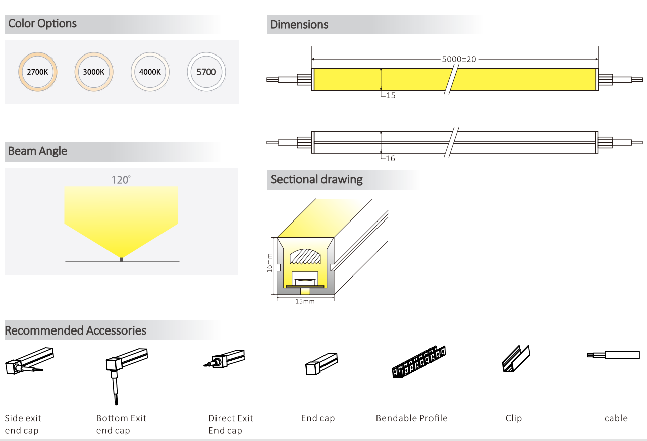 LED Neon Strip Light 1516 Ultra High Luminous Efficiency For Park Lighting