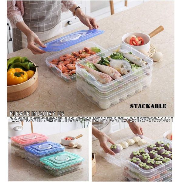 Refrigerator Organizer Bin, Plastic Food Storage Containers With Lid, Stackable Food Organizer Keeper
