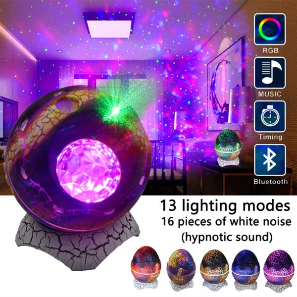 Creative Dinosaur Egg LED Star Galaxy Projector Night Light Ocean Wave Star Light Projector Speaker Lamp For Kids Adults