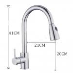 Bathroom Brushed Nickel Kitchen Sink Faucet Pull Out Mixer Taps Wet Sink Bar