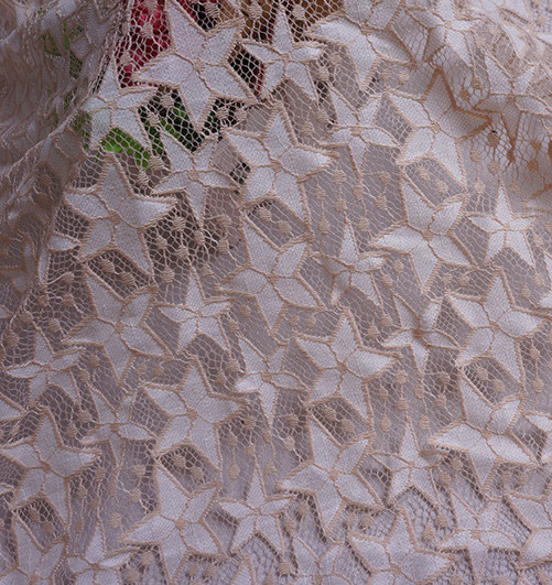 2017 Hot Sale Pink Hollow-out the Five-Star Flower Fall-Plate Stitch Lace Fabrics