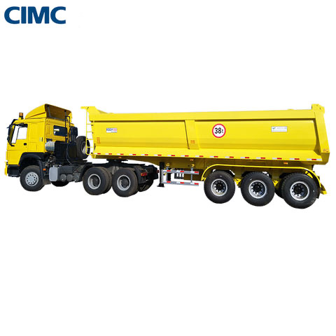 CIMC mechanical suspension Dual air brake system payload 70T allows goods to be unloaded from the side Tri-axle Tipper Trailer