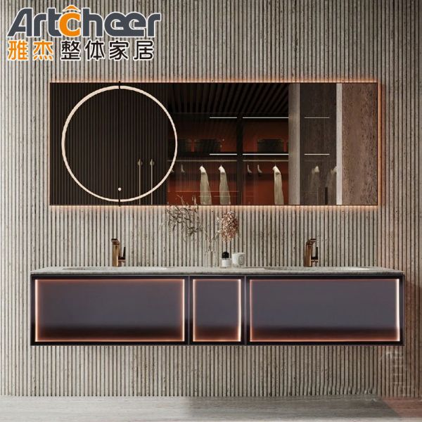 Contemporary Kitchen Cabinet with Sink Custom Made 36" Luxury PVC Hotel Bathroom Vanity