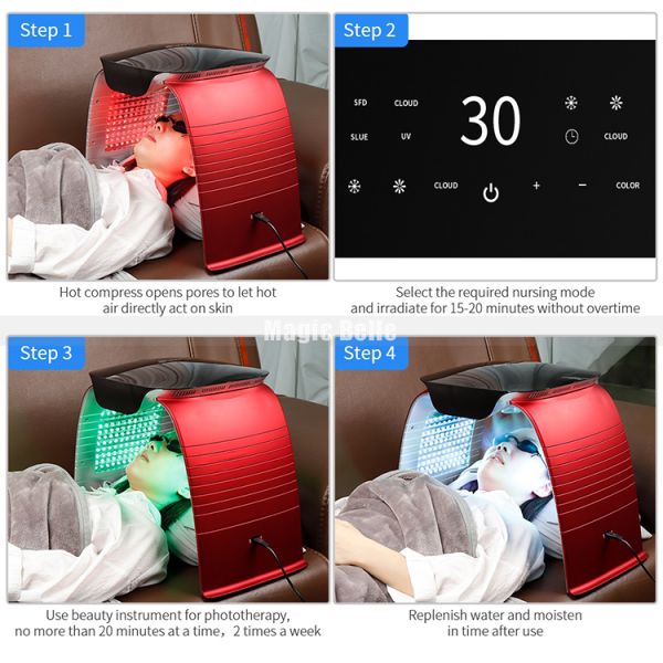 8 Colors 30Hz LED Light Therapy Machine With Stream Mist Spray