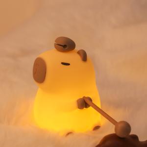 Funny Cartoon Capybara Night Light Tap Control 1200mAh Rechargeable Sleeping