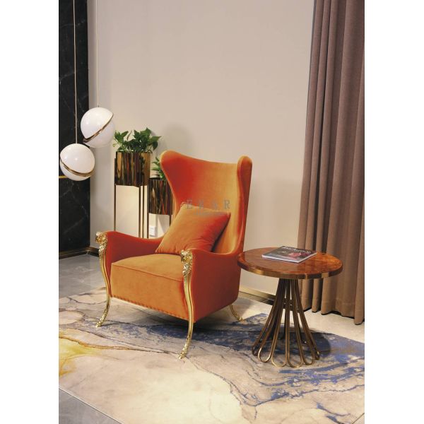 Modern Living Room Metal Leg Fabric Leisure Chair