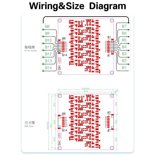 14S 50.4V 51.8V 60V 1A Active Equalizer BMS Inductive Li-ion LFP Lipo Battery Balancer