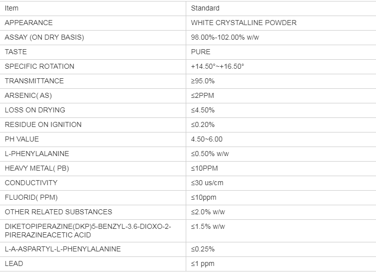 Artificial Food Sweeteners Aspartame Ingredients Cas 22839-47-0 For Diet Coke Drinks