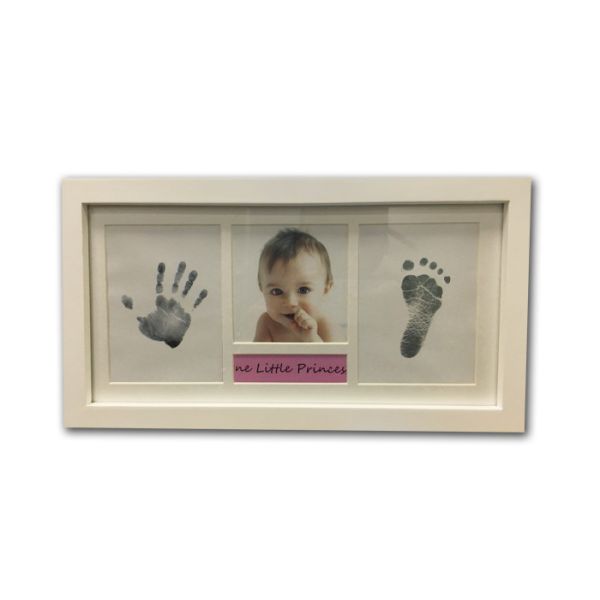 White Newborn Baby Hand And Footprint Photo Frame Inkless With Picture Name