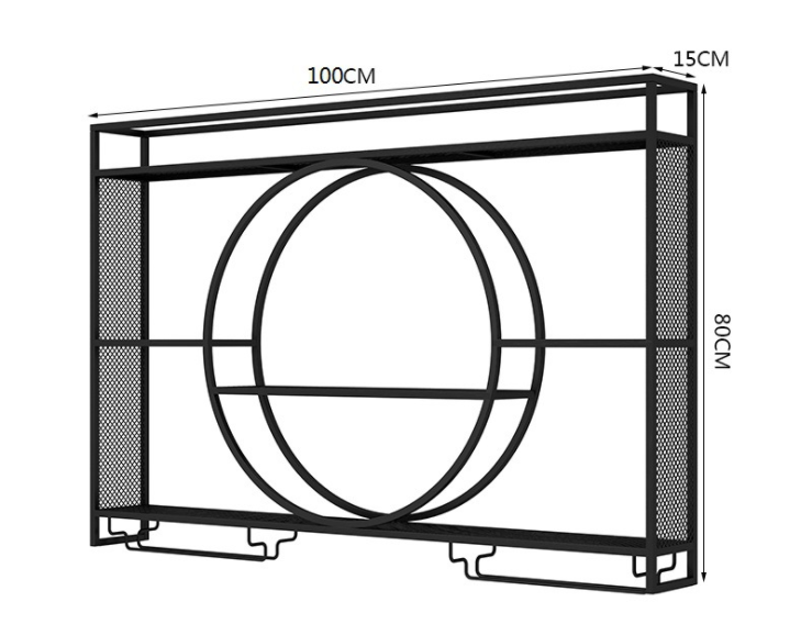 Rustproof Golden 140cm Length Metal Wine Rack Wall Mounting