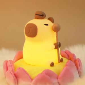 Funny Cartoon Capybara Night Light Tap Control 1200mAh Rechargeable Sleeping