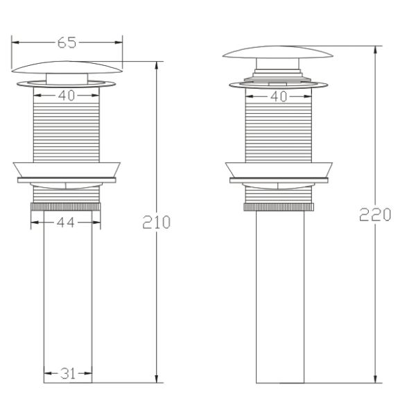Brass Bathroom Sink Drain Fittings Pop Up Stopper 1 1/4"