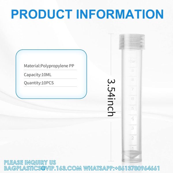2ml Graduated Plastic Cryovial Cryogenic Vial Tube Self Standing With Cap 10ml Lab Plastic Frozen Test Tubes Vial Seal