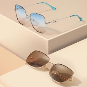 CE Square Ladies Large Sunglasses Metal Frame Flat Top Elastic