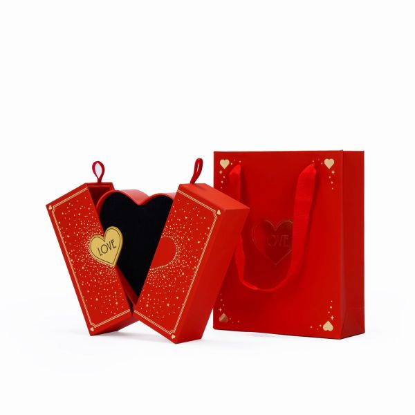 Jewelry Storage Box Luxury Double Heart-Shaped Flower Box Necklace Ring Earrings Box