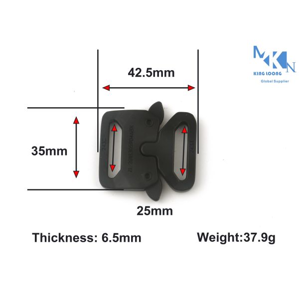 Black Color Logo Embossed Metal Side Release Buckle For Pants , Jeans