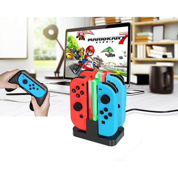 5V 1A 4 In 1 Charging Stand , Nintendo Switch Charger Station Joy Con Controllers