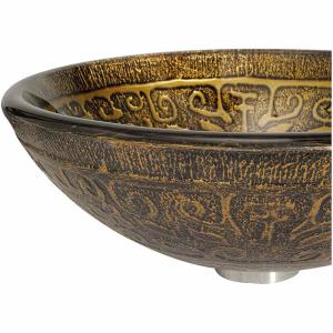 Brown Tempered Glass Sink Vanity Round 45mm 12mm Bathroom Countertop