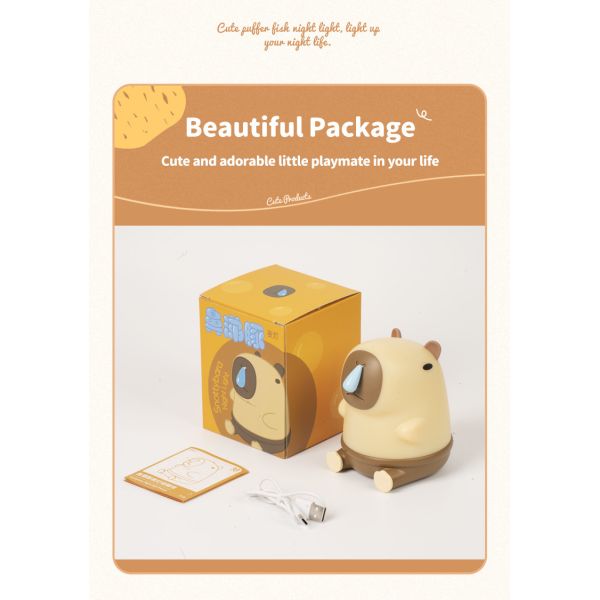 Cute Snottybara Table Lamp Animal Rechargeable Creative Cartoon Capybara Silicone Night Lamp