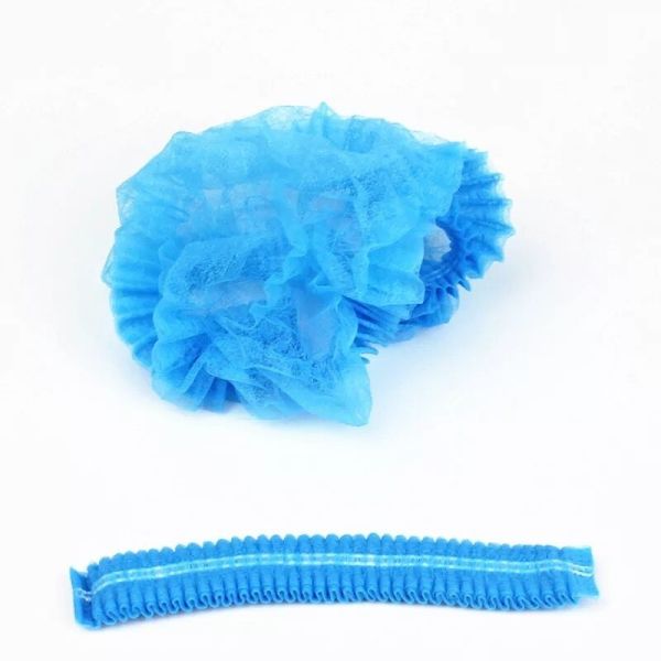 21" Disposable Non Woven bouffant clip cap With Elastic Band