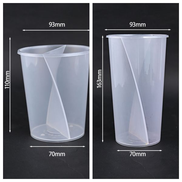 Custom 700ml 16oz 2 Compartment Boba Tea Cup Disposable Smoothie Juice Split Boba Cups Double Share Cup