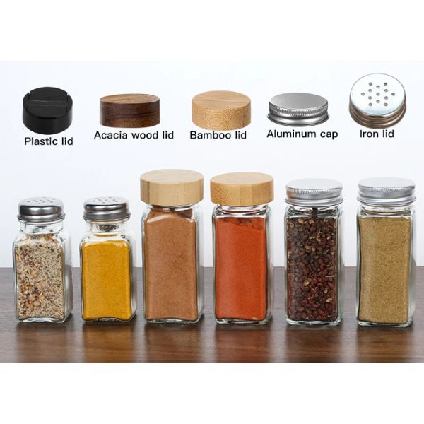 Custom Design 120ml 180ml 6oz Empty Seasoning Packaging Bottle 4oz square Glass Spice Jar With Label Maker