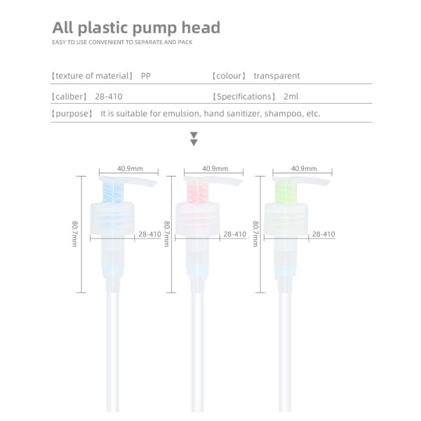 Customized Color PP Lotion Bottle Pump For Personal Care Bottles Shampoo Skin Care Products