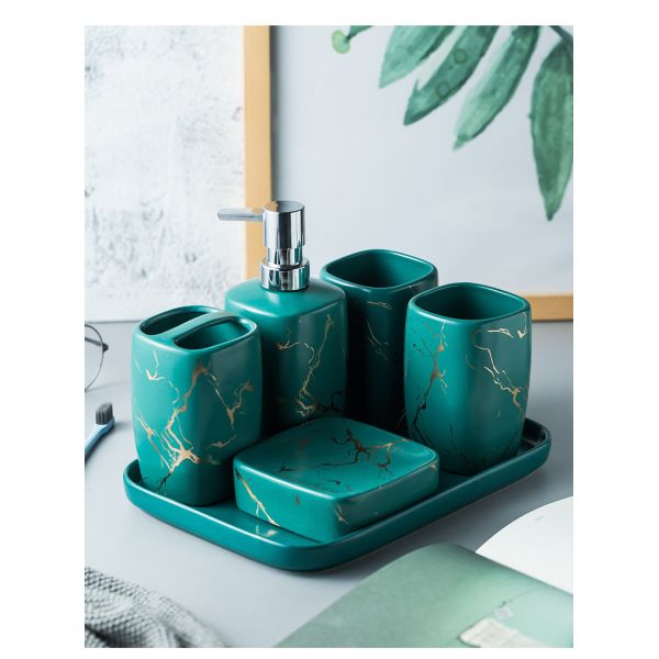 Custom Luxury Ceramics Bathroom Accessories , Marble Bathroom Sets For Home Hotel Gift