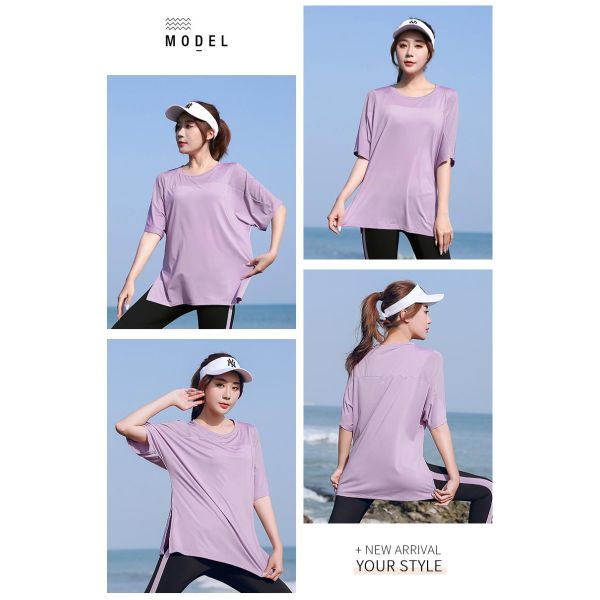 OEM ODM Womens Side Split T Shirt Athletic Activewear Soft fabric