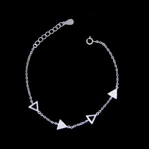 Quality Triangle Design Sterling Silver Chain Bracelet / Cubic Zirconia Cuff Bracelet Jeweler for sale