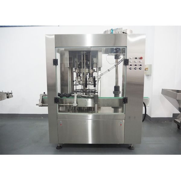 Press Push On Automatic Bottle Capping Machine 8 Heads For Edible Oil / Talcum Powder