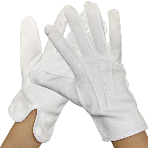Breathable 100% Cotton White Jewelri Glove Ceremony Parade Honor Guard Formal