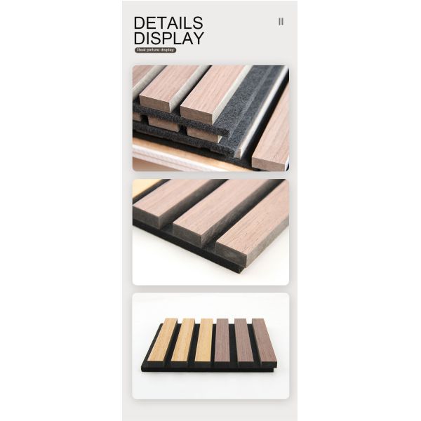 1220x2440mm Acoustic Wood Slat Wall Panel Black MDF Polyester Fiber