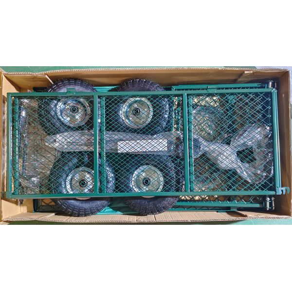 Heavy Duty Four Wheel Metal Mesh Garden Wagon - Perfect for Outdoor Tasks
